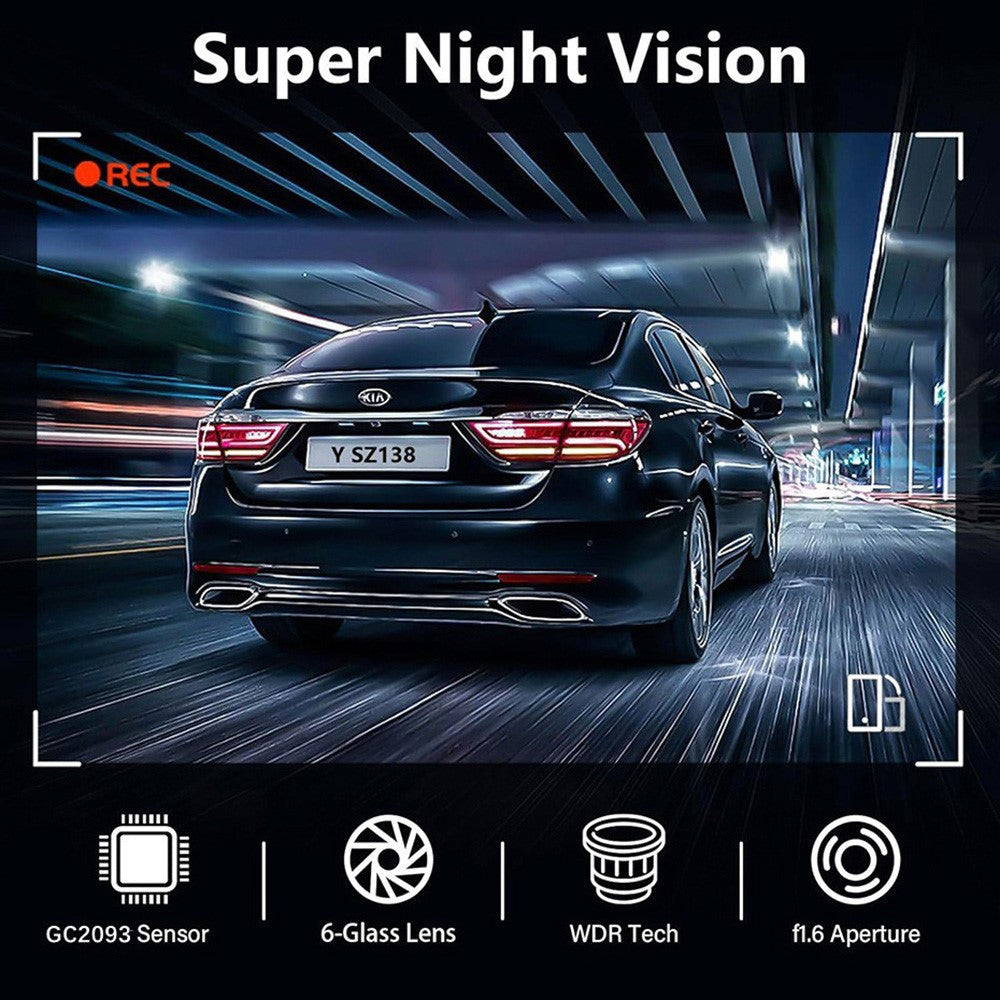 Y06 4K front + 2K rear dashcam, 3,0" IPS-skærm, loop-optagelse, nattesyn, kamera til optagelse af kørsel