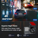 Y06 4K front + 2K rear dashcam, 3,0" IPS-skærm, loop-optagelse, nattesyn, kamera til optagelse af kørsel