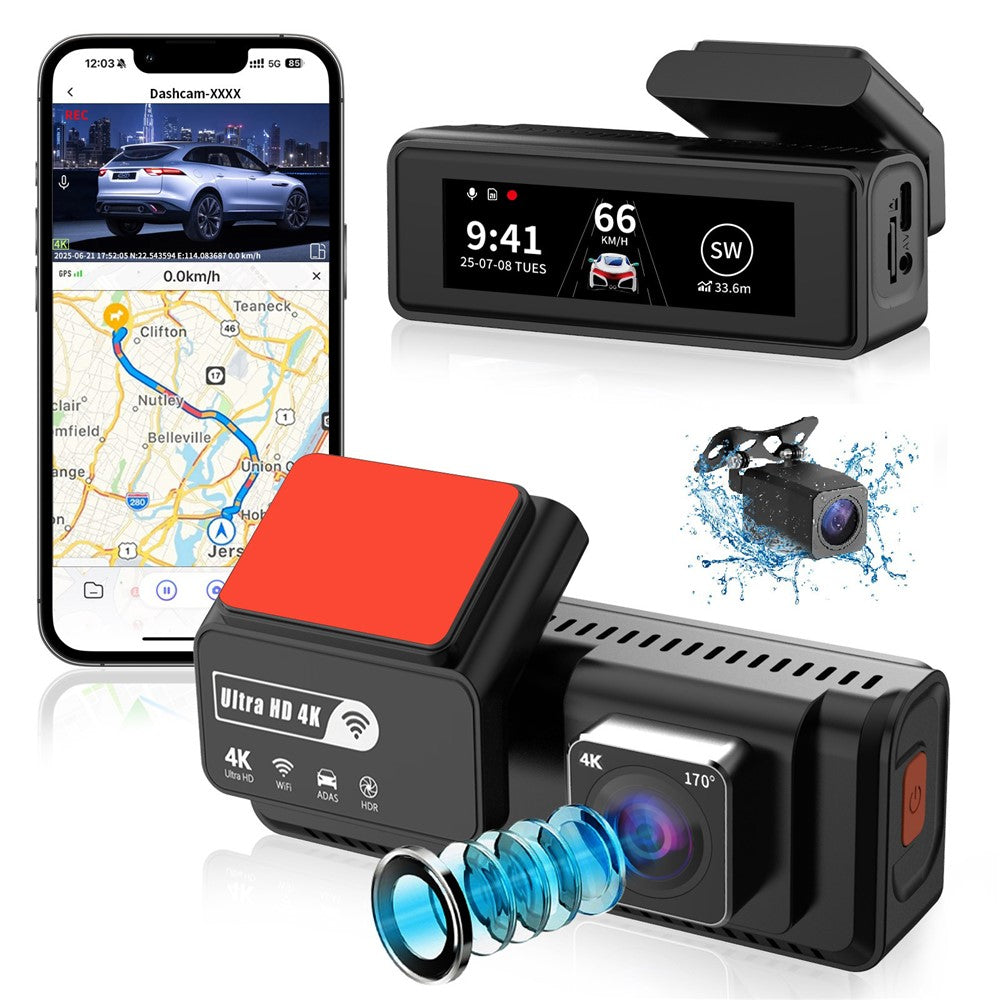 K17 Dual 4K Dash Cam Front and Rear Camera HDR Night Vision ADAS GPS Tracking 24H Parking Monitor Car DVR