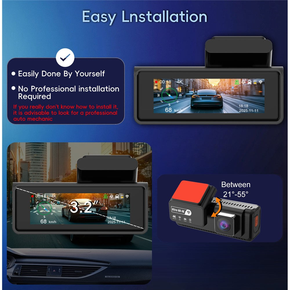 K17 Dual 4K Dash Cam Front and Rear Camera HDR Night Vision ADAS GPS Tracking 24H Parking Monitor Car DVR
