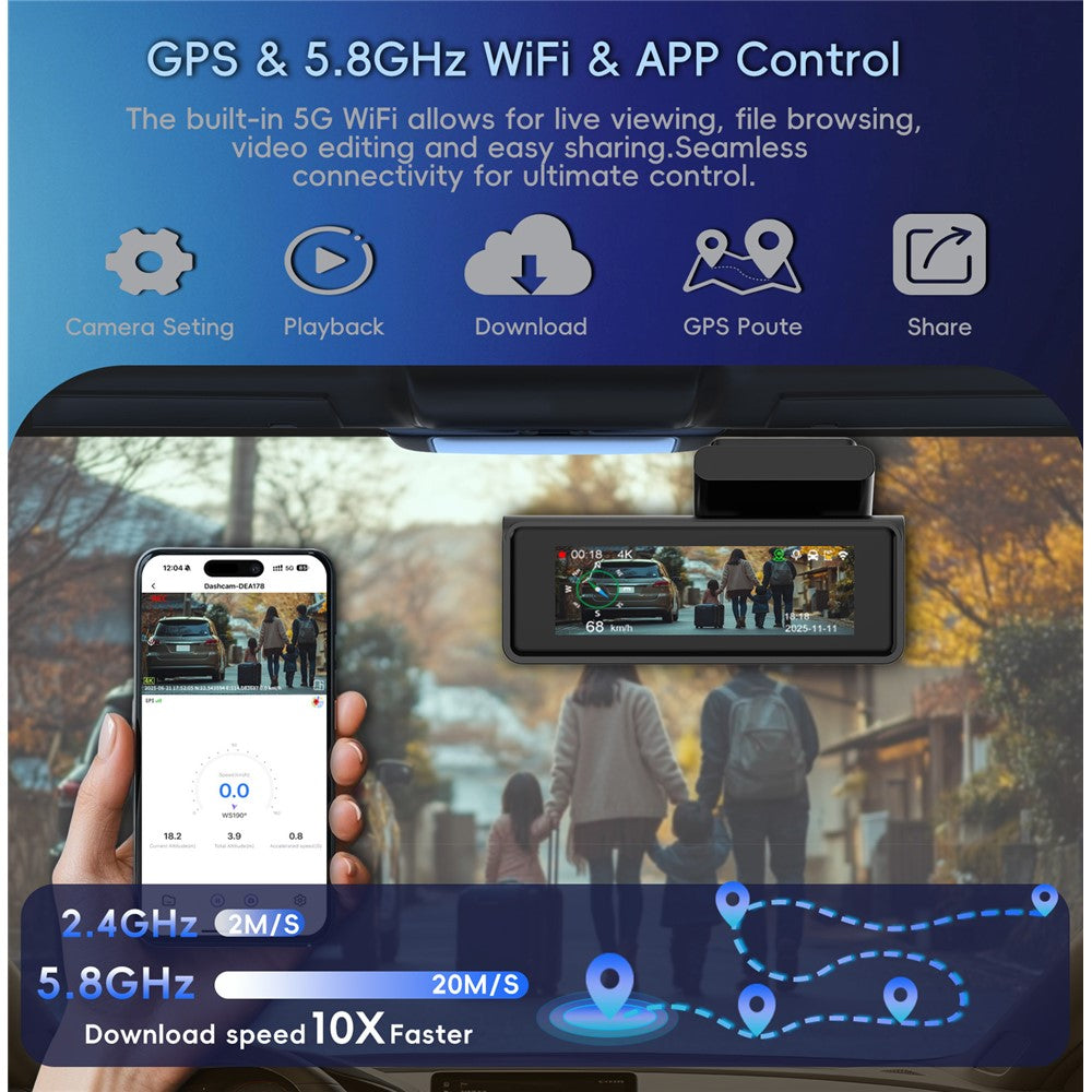 K17 Dual 4K Dash Cam Front and Rear Camera HDR Night Vision ADAS GPS Tracking 24H Parking Monitor Car DVR