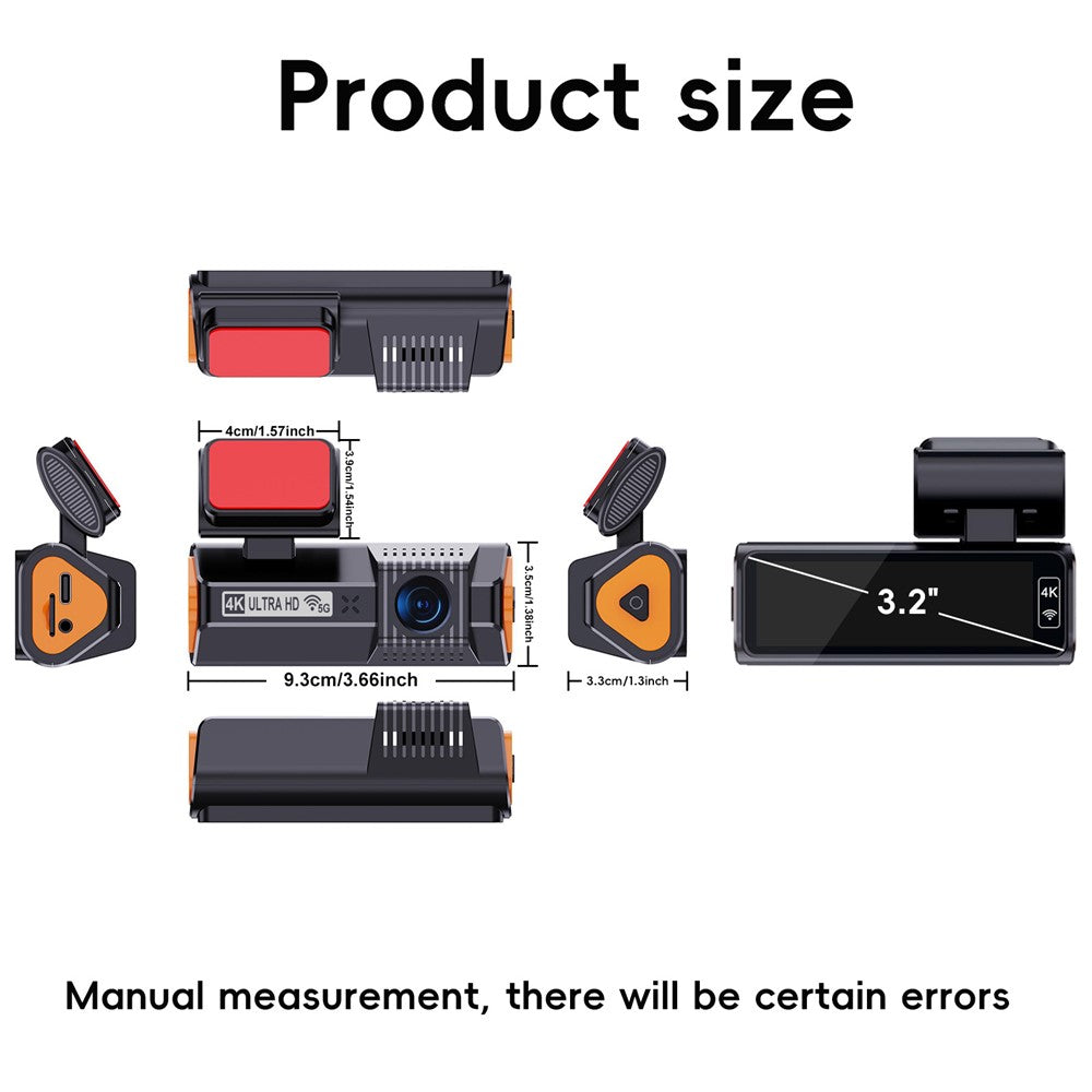K19 4K Dash Cam ADAS Front Rear Dual Camera GPS 5G WiFi Night Vision Loop Recording Dash Camera Car DVR