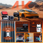 K19 4K Dash Cam ADAS Front Rear Dual Camera GPS 5G WiFi Night Vision Loop Recording Dash Camera Car DVR