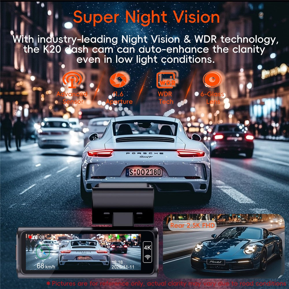 K19 4K Dash Cam ADAS Front Rear Dual Camera GPS 5G WiFi Night Vision Loop Recording Dash Camera Car DVR