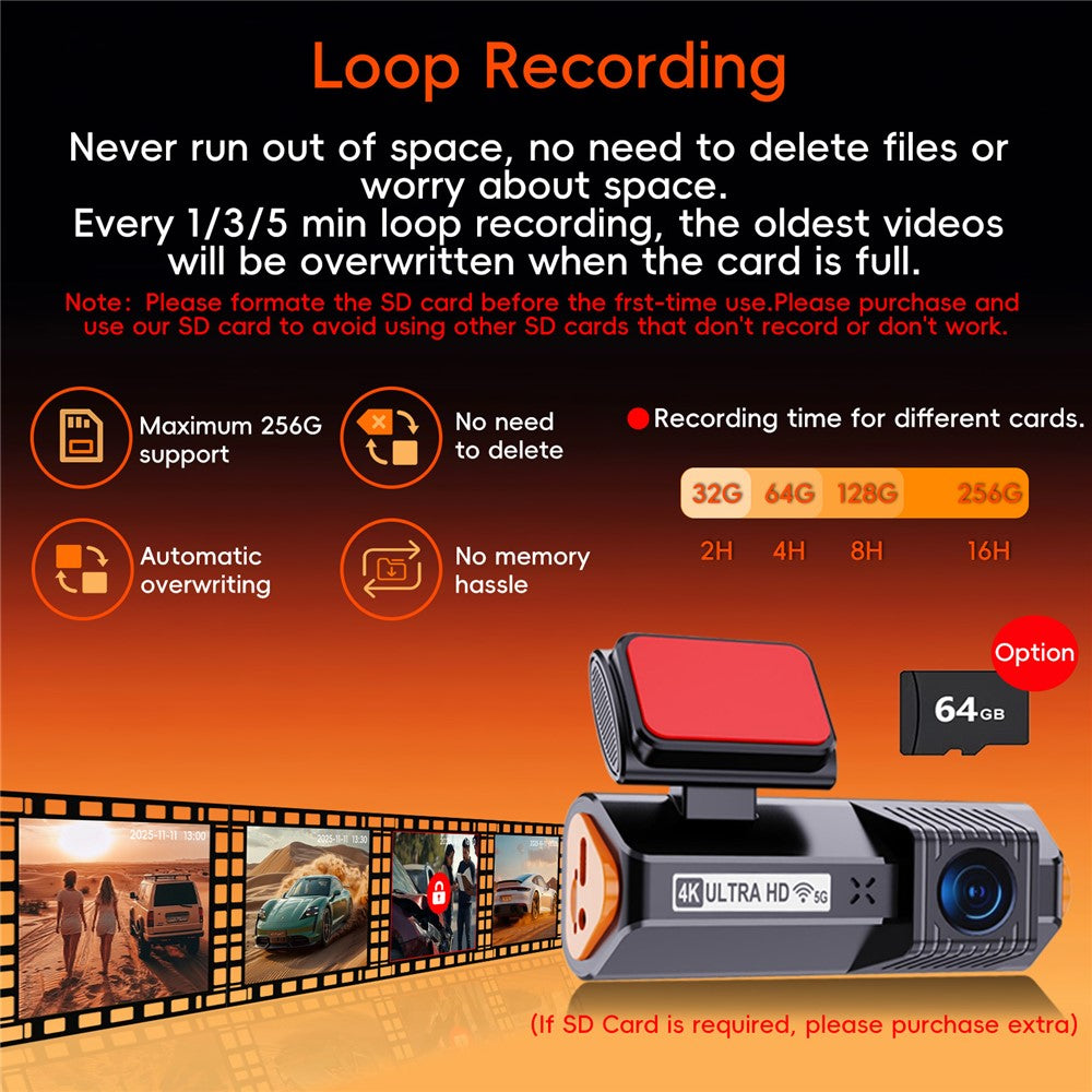 K19 4K Dash Cam ADAS Front Rear Dual Camera GPS 5G WiFi Night Vision Loop Recording Dash Camera Car DVR