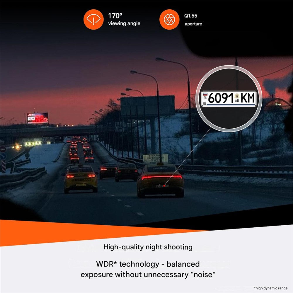 V71Pro 4K Dash Cam WiFi Loop-optagelse 1600P 170 graders vidvinkel nattesyn bil-DVR - Grå