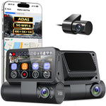 V66 Dash Cam 4K Touch Screen 3-Channel Front Cabin Rear Camera 5GHz WiFi GPS ADAS Night Vision Car DVR
