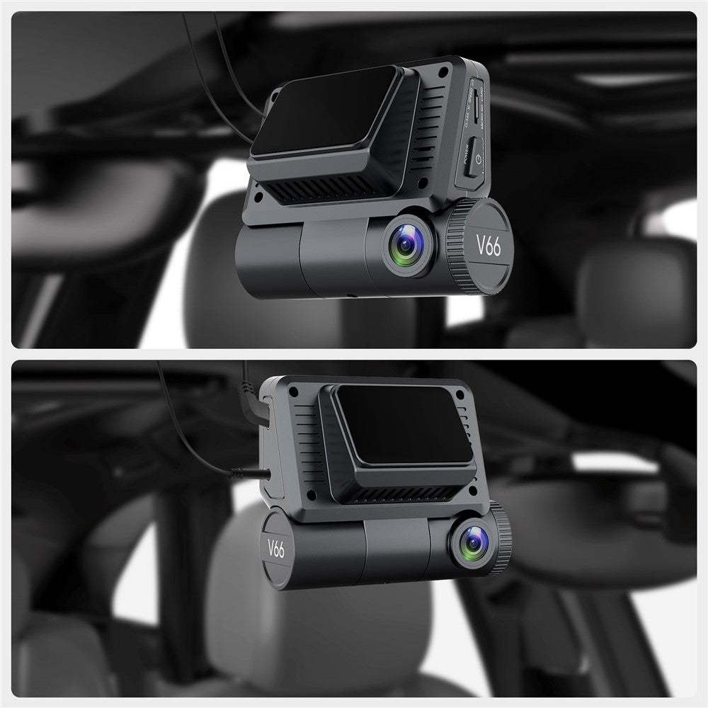 V66 Dash Cam 4K Touch Screen 3-Channel Front Cabin Rear Camera 5GHz WiFi GPS ADAS Night Vision Car DVR