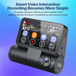 V66 Dash Cam 4K Touch Screen 3-Channel Front Cabin Rear Camera 5GHz WiFi GPS ADAS Night Vision Car DVR