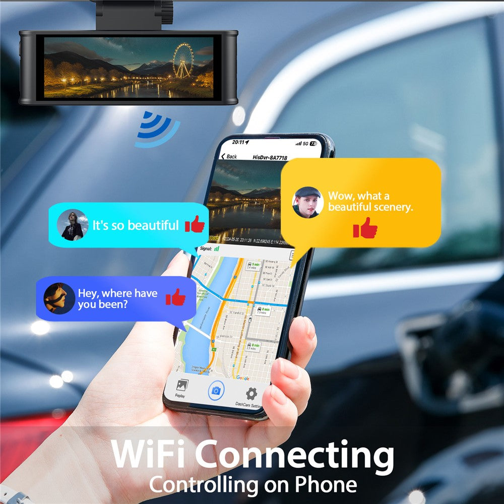 V56 4K 1080P Dash Cam Front- og Bagkamera GPS 5GHz WiFi Nattesyn Parkeringsmonitor Bil DVR