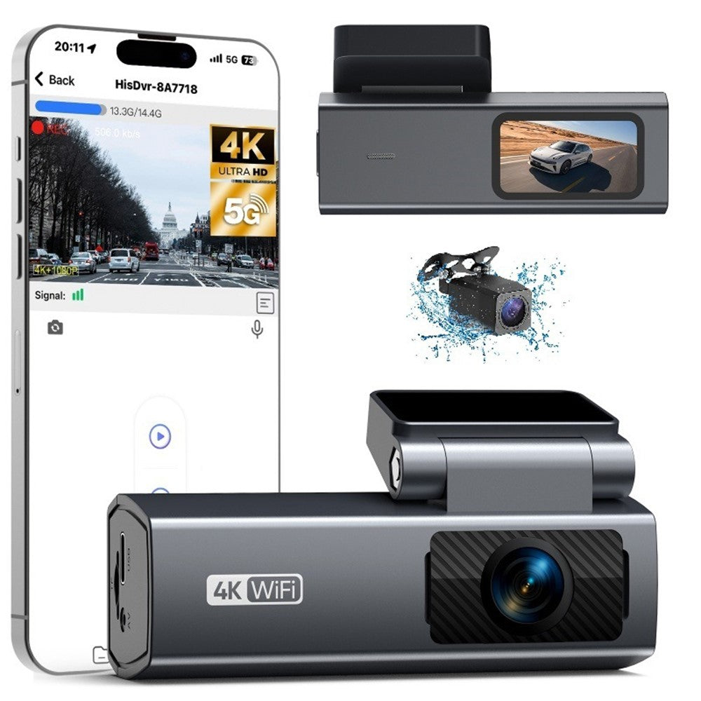 V69 4K 1080P Dash Cam Front/Bag Dobbelt Kamera Nattesyn GPS Tracking Parkeringsmonitor WiFi Bil DVR
