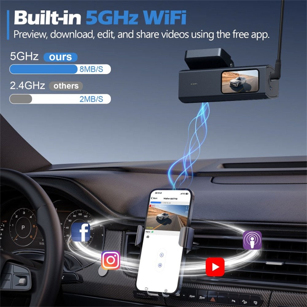 V69 4K 1080P Dash Cam Front/Bag Dobbelt Kamera Nattesyn GPS Tracking Parkeringsmonitor WiFi Bil DVR