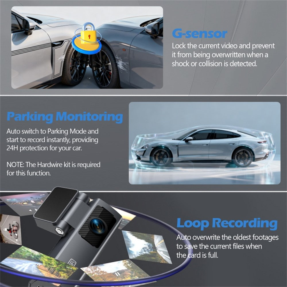 V69 4K 1080P Dash Cam Front/Bag Dobbelt Kamera Nattesyn GPS Tracking Parkeringsmonitor WiFi Bil DVR