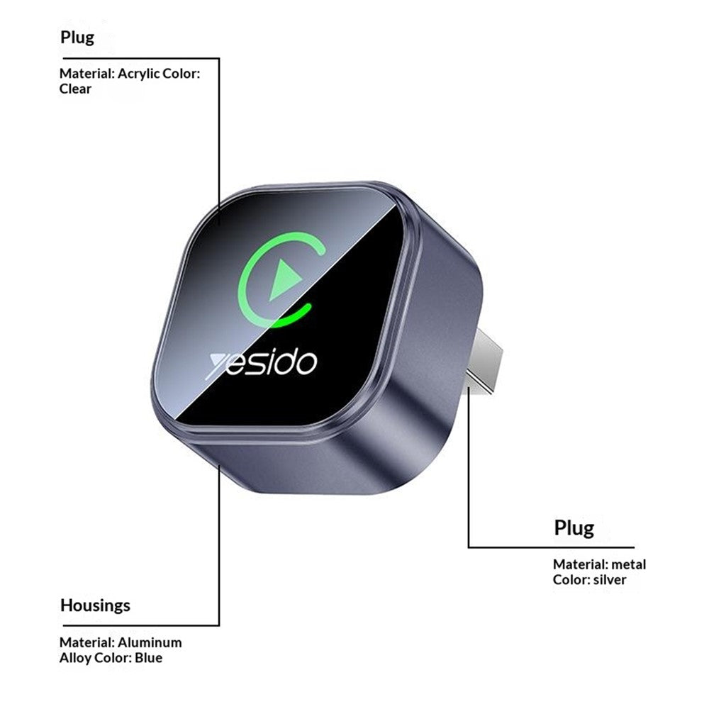 YESIDO KM31 Trådløs CarPlay Android Auto 2-i-1 Mini Størrelse OTA Opdateringsadapter