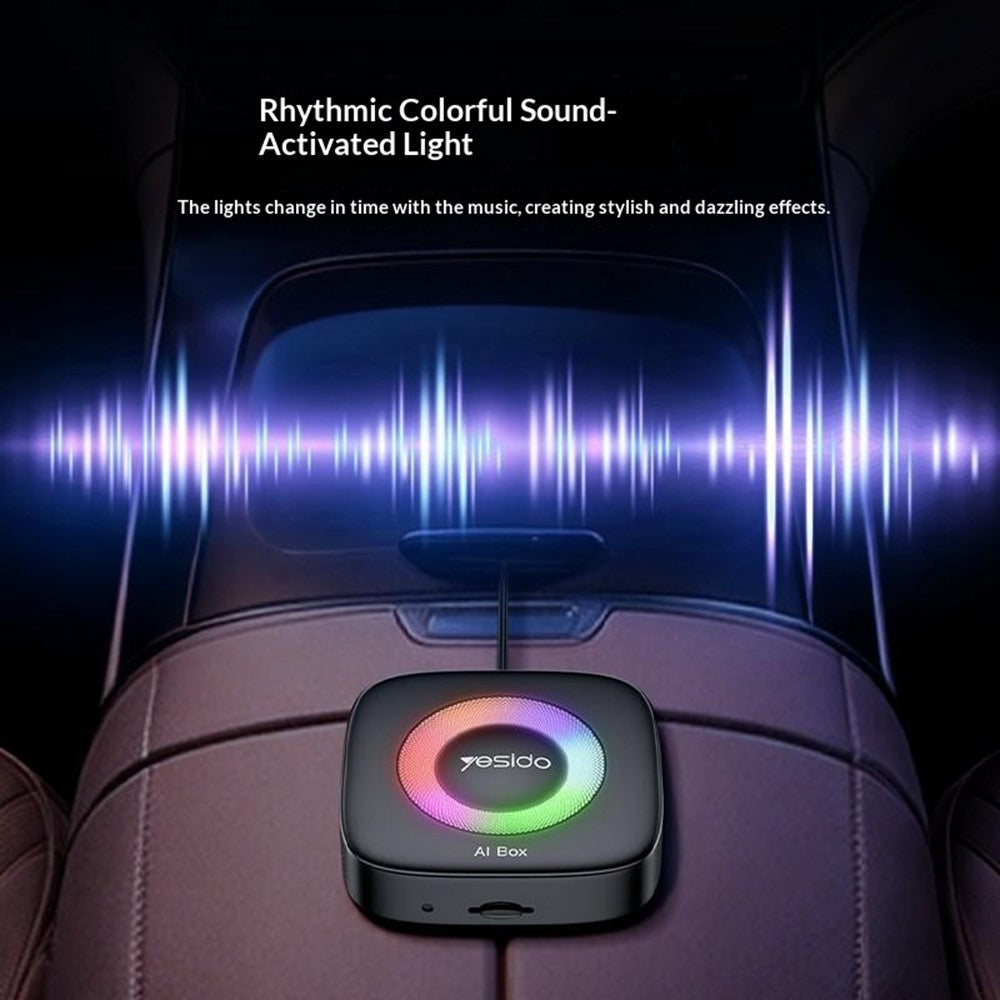 YESIDO KM33 Wireless CarPlay Android Auto AI Box 3 in 1 Dual Band WiFi Bluetooth-compatible 5.0 with RGB Light