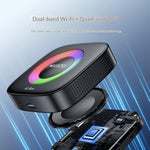 YESIDO KM33 Wireless CarPlay Android Auto AI Box 3 in 1 Dual Band WiFi Bluetooth-compatible 5.0 with RGB Light
