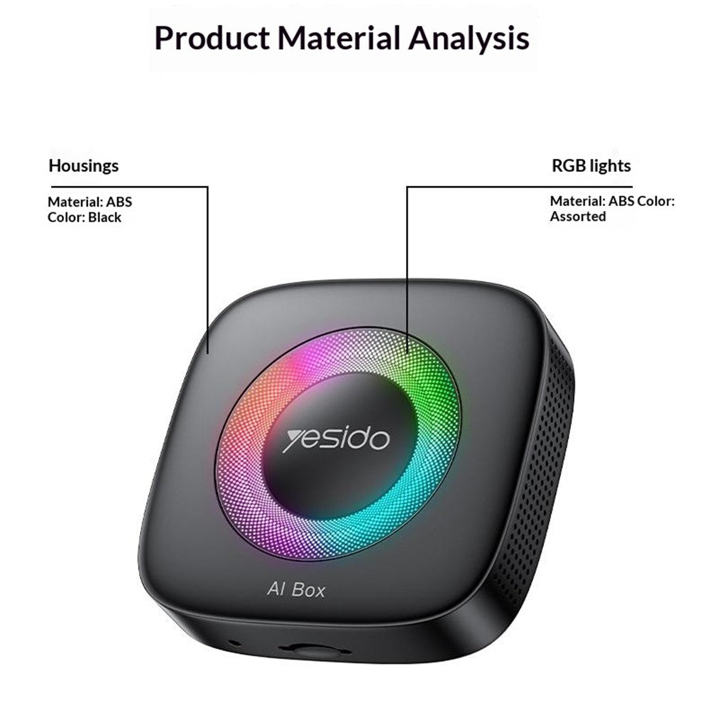 YESIDO KM33 Wireless CarPlay Android Auto AI Box 3 in 1 Dual Band WiFi Bluetooth-compatible 5.0 with RGB Light