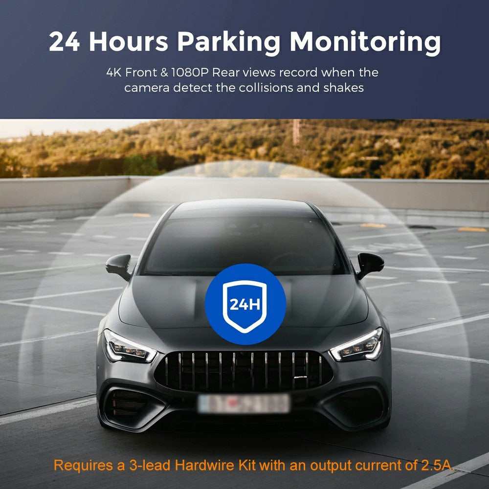 D191 MAX 4K Front + 1080P Rear Dual Lens Dash Camera Wide Angle Night Vision WiFi Car Recorder