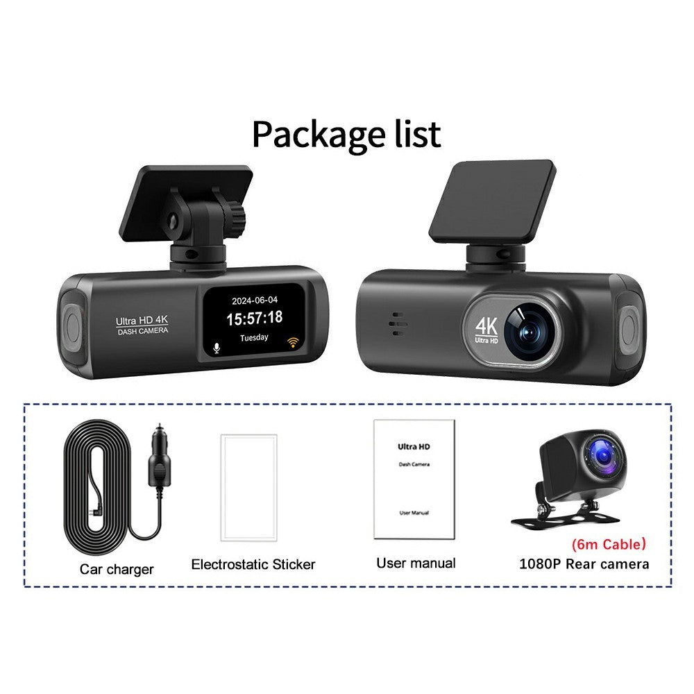 D191 MAX 4K Front + 1080P Rear Dual Lens Dash Camera Wide Angle Night Vision WiFi Car Recorder