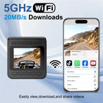 V63 4K + 1080P dobbeltoptagende dashcam, for og bag, HDR, nattesyn, indbygget 5,8 GHz WiFi, G-sensor, parkeringsmonitorering