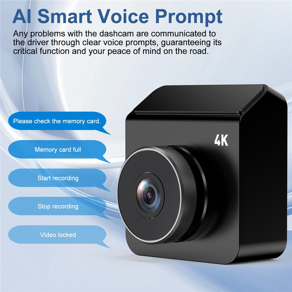 V63 4K + 1080P dobbeltoptagende dashcam, for og bag, HDR, nattesyn, indbygget 5,8 GHz WiFi, G-sensor, parkeringsmonitorering