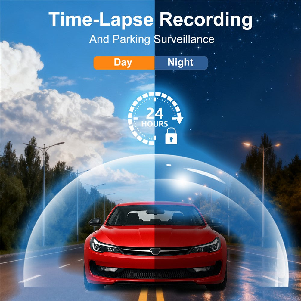 V63 4K + 1080P dobbeltoptagende dashcam, for og bag, HDR, nattesyn, indbygget 5,8 GHz WiFi, G-sensor, parkeringsmonitorering