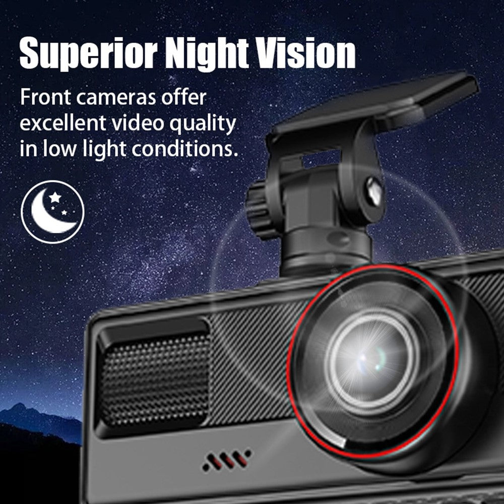 A16 3-Channel 1080P Front + 720P Cabin and Rear WiFi Car Dash Cam Loop Recording G-Sensor Parking Monitor Night Vision