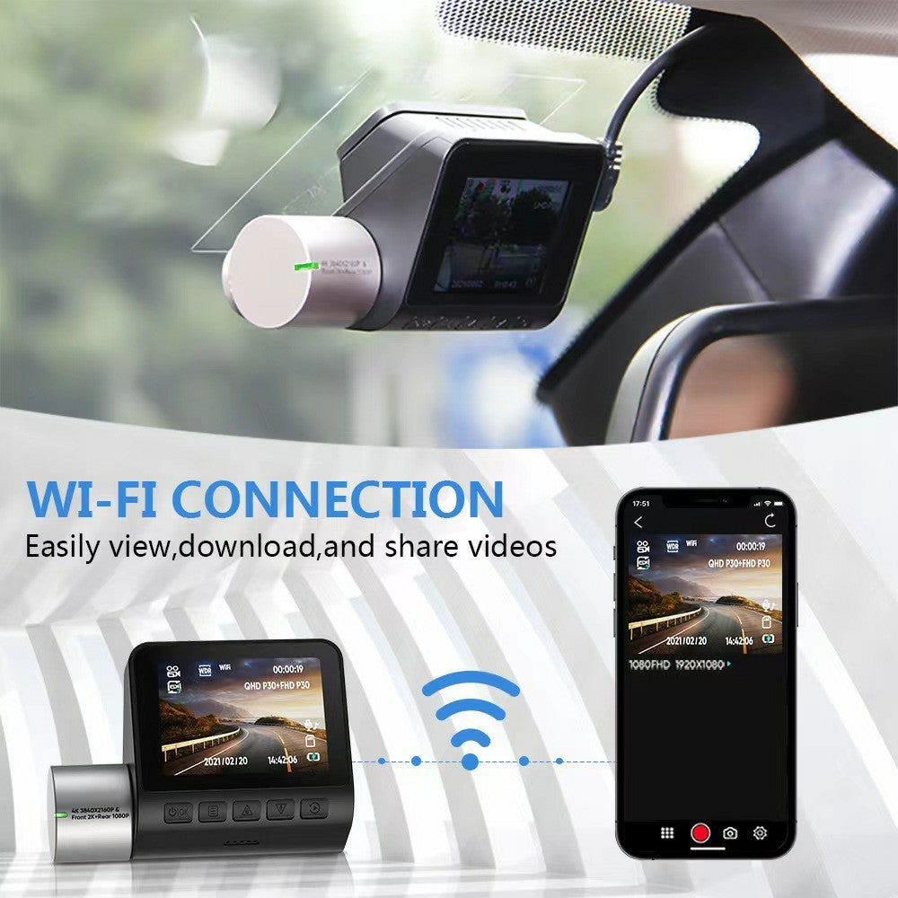 V50 4K UHD Front and Rear Dual Recording Car Dash Cam Night Vision WiFi 24H Parking Monitor G-Sensor Loop Recording