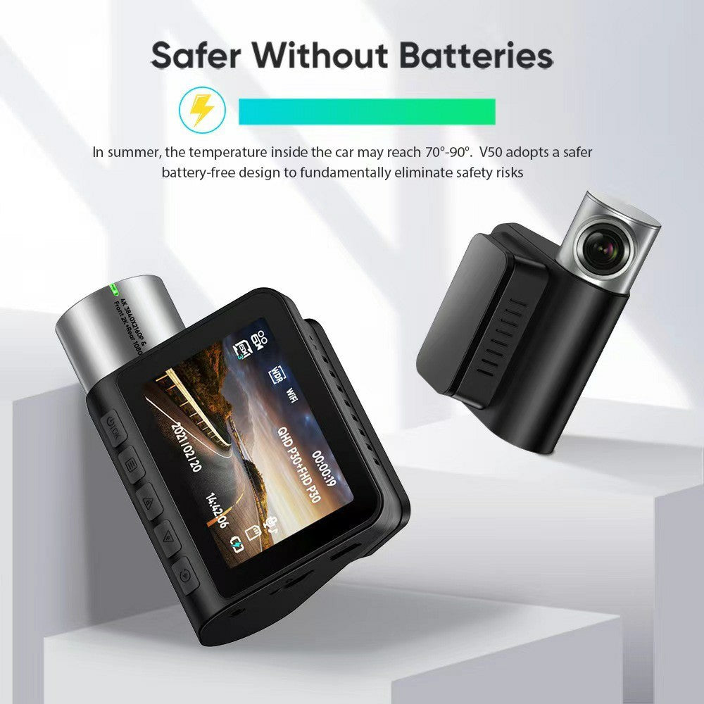 V50 4K UHD Front and Rear Dual Recording Car Dash Cam Night Vision WiFi 24H Parking Monitor G-Sensor Loop Recording