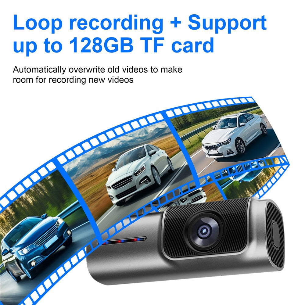 D29-1 2K 2160P Dash Cam med ett objektiv, WiFi, appstyrning, vidvinkel, nattseende, parkeringsövervakning dygnet runt, ACC-driven