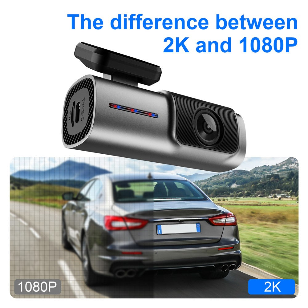 D29-1 2K 2160P Dash Cam med ett objektiv, WiFi, appstyrning, vidvinkel, nattseende, parkeringsövervakning dygnet runt, ACC-driven