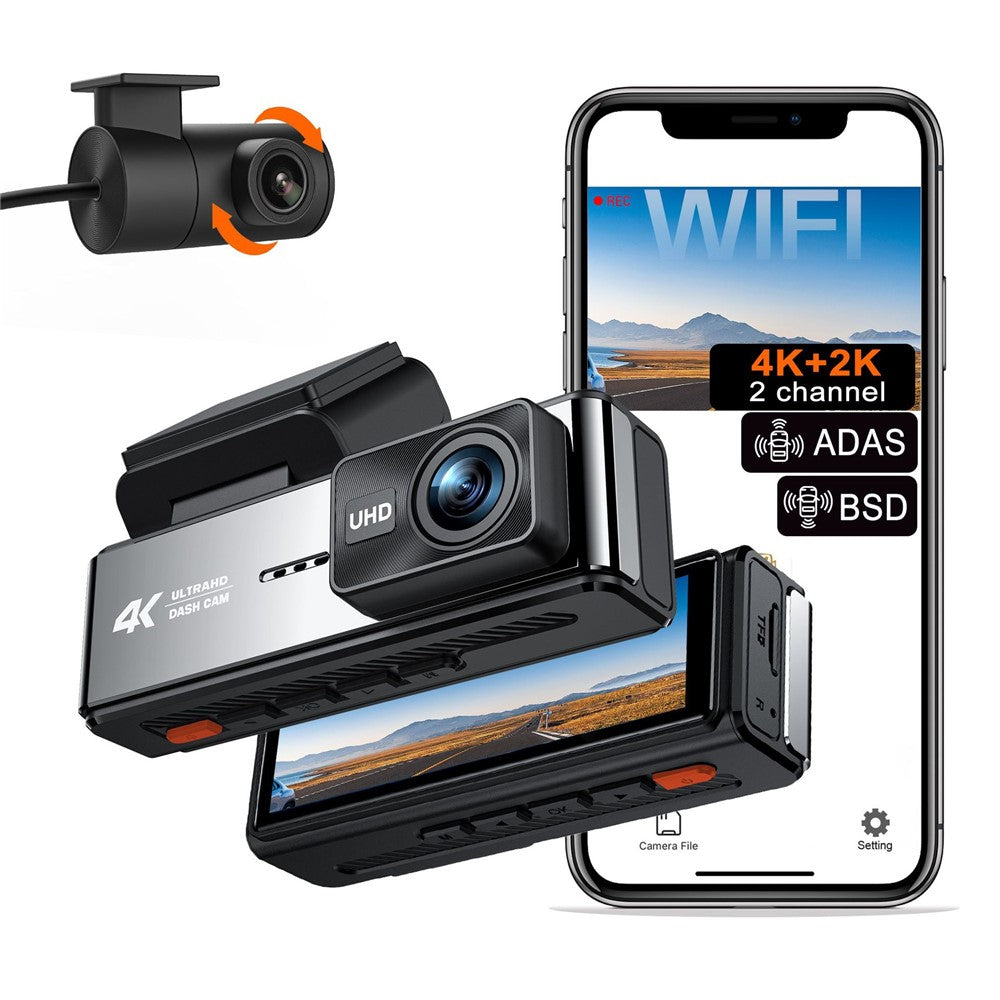 K35-2 24-Hour Parking Monitor Front 4K + Rear 2K Dual Channel Dashcam with 3.59 inch IPS Display Night Vision, ACC Powered