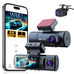 V20-1 3-kanals 4K Dash Cam med 4K fram + 1080P interiör + 1080P bak, nattseende, bil-DVR, 24-timmars parkeringsövervakning, ACC-driven