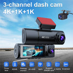 V20-1 3-kanals 4K Dash Cam med 4K fram + 1080P interiör + 1080P bak, nattseende, bil-DVR, 24-timmars parkeringsövervakning, ACC-driven