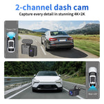A29-4 Inbyggd GPS WiFi 4K fram + 2K bak Dubbelkanalig inspelning Dash Cam 24-timmars parkeringsövervakning, ACC-driven