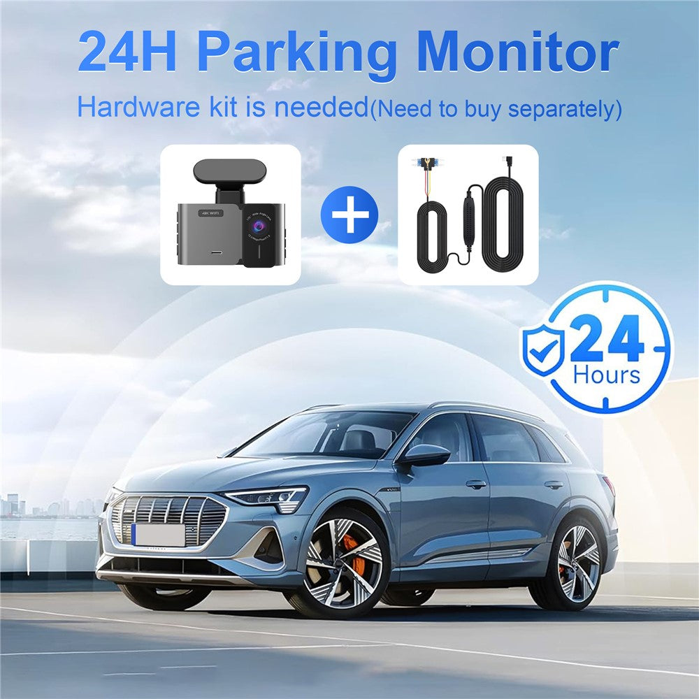 A29-4 Inbyggd GPS WiFi 4K fram + 2K bak Dubbelkanalig inspelning Dash Cam 24-timmars parkeringsövervakning, ACC-driven