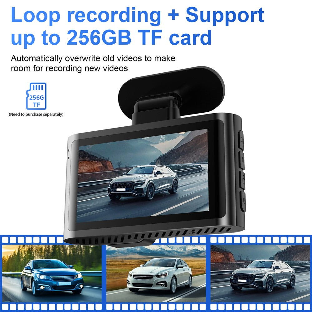 A29-4 Inbyggd GPS WiFi 4K fram + 2K bak Dubbelkanalig inspelning Dash Cam 24-timmars parkeringsövervakning, ACC-driven