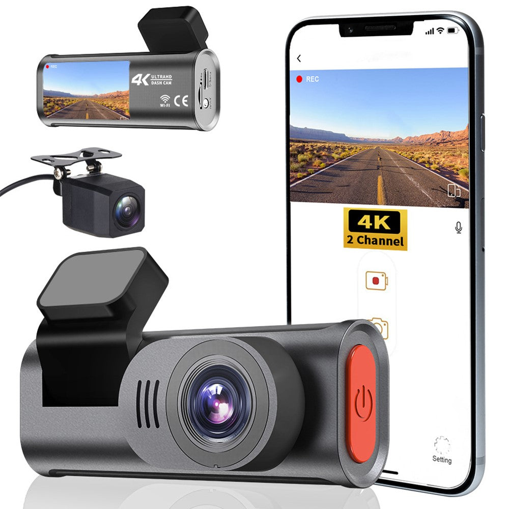 D28-1 Front 4K + Rear 2K Dual Channel Dash Cam Built-in WiFi ADAS BSD G-Sensor Night Vision for Car Recording