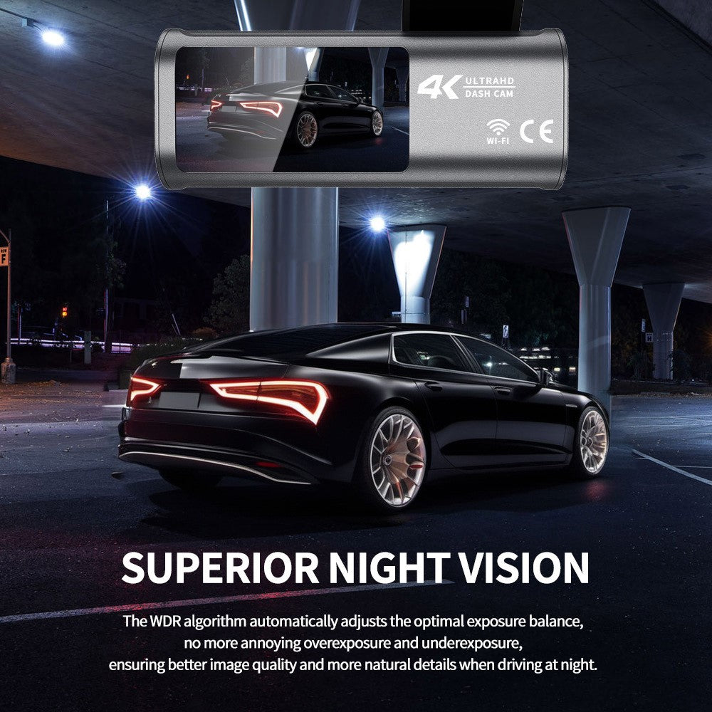 D28-1 Front 4K + Rear 2K Dual Channel Dash Cam Built-in WiFi ADAS BSD G-Sensor Night Vision for Car Recording