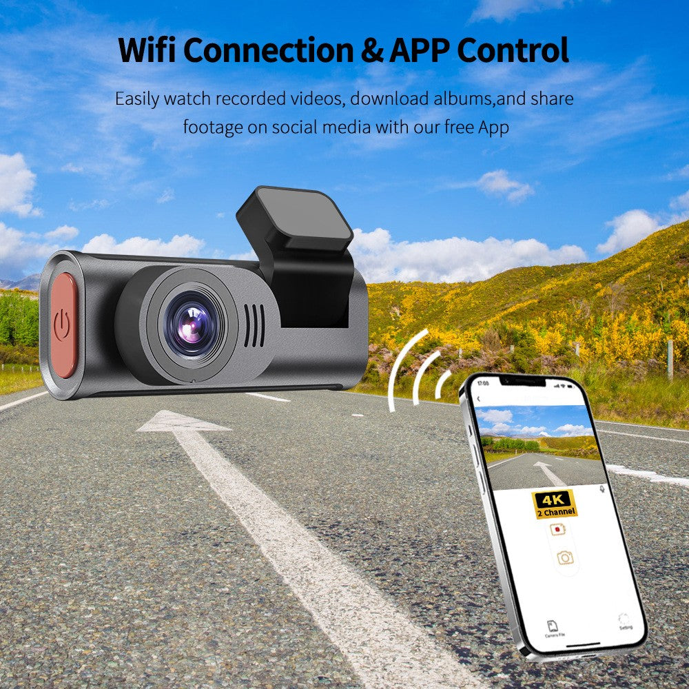 D28-1 Front 4K + Rear 2K Dual Channel Dash Cam Built-in WiFi ADAS BSD G-Sensor Night Vision for Car Recording