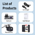 D28-3 Built-in GPS WiFi Front 4K + Rear 2K Dual Channel Dash Cam ADAS BSD G-Sensor Night Vision for Car Recording