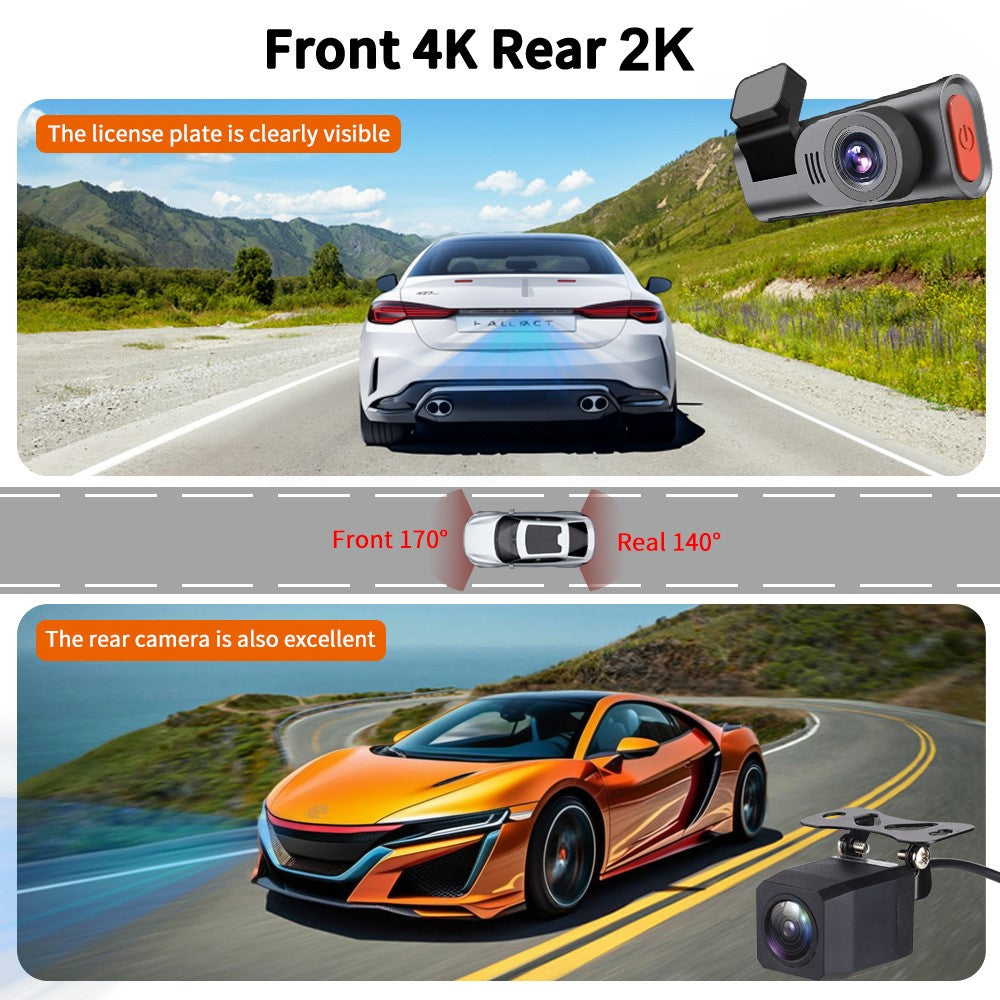 D28-3 Built-in GPS WiFi Front 4K + Rear 2K Dual Channel Dash Cam ADAS BSD G-Sensor Night Vision for Car Recording