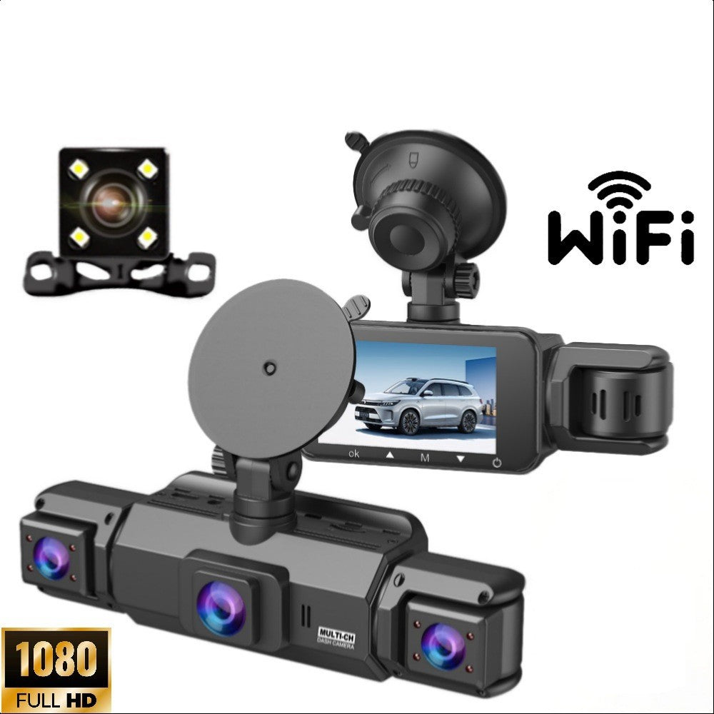 W5N-1 4-Channel 1080P Full HD Dash Camera with 360 Degree Panoramic View Infrared Night Vision WiFi Connected Car DVR