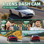 W5N-1 4-Channel 1080P Full HD Dash Camera with 360 Degree Panoramic View Infrared Night Vision WiFi Connected Car DVR