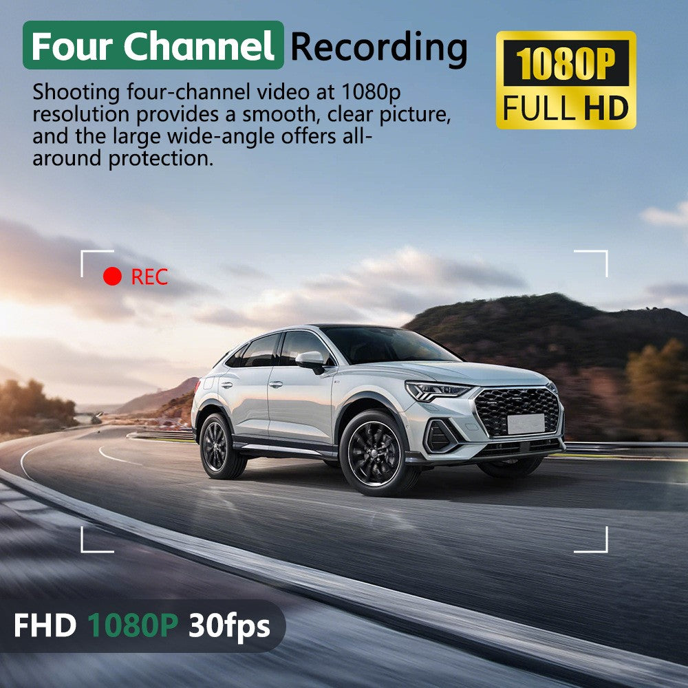 W5N-1 4-Channel 1080P Full HD Dash Camera with 360 Degree Panoramic View Infrared Night Vision WiFi Connected Car DVR