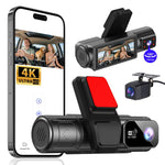 M40-1 3-kanals 4K Dash Cam med 4K fram + 1K interiör + 1K bak Tre linser Bil-DVR WiFi GPS G-sensor för inspelning av fordonskörning