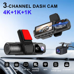 M40-1 3-kanals 4K Dash Cam med 4K fram + 1K interiör + 1K bak Tre linser Bil-DVR WiFi GPS G-sensor för inspelning av fordonskörning