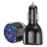 BK-359 Biloplader med fem opladningsporte QC 3.0 USB Hurtig Biloplader Strømadapter