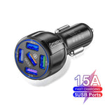 BK-359 Biloplader med fem opladningsporte QC 3.0 USB Hurtig Biloplader Strømadapter