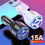 BK-359 Biloplader med fem opladningsporte QC 3.0 USB Hurtig Biloplader Strømadapter